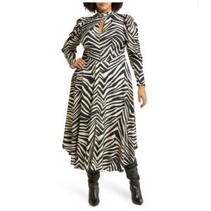 NEW 11 Honore Leela Midi Dress Womens Plus Size 20 Zebra Animal Print NWT